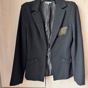 Elegant Black Blazer with Chain Detail